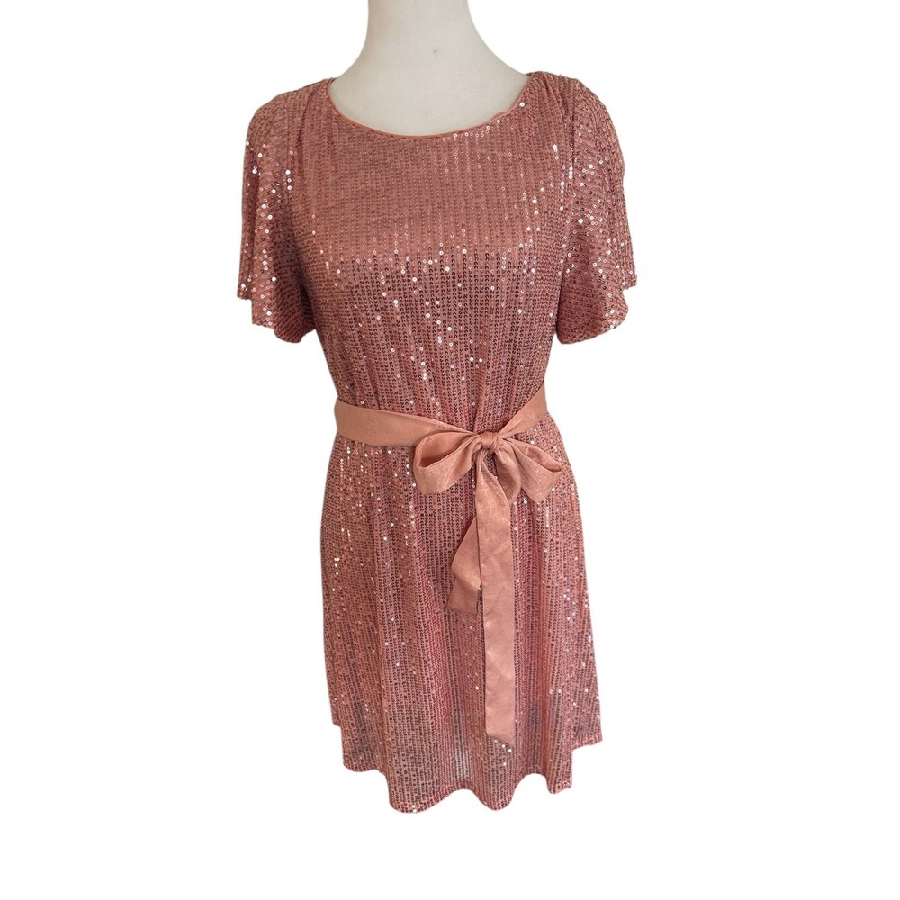 Lauren Conrad NWT Sequined Party Dress Sz M Rose (MSRP$74)